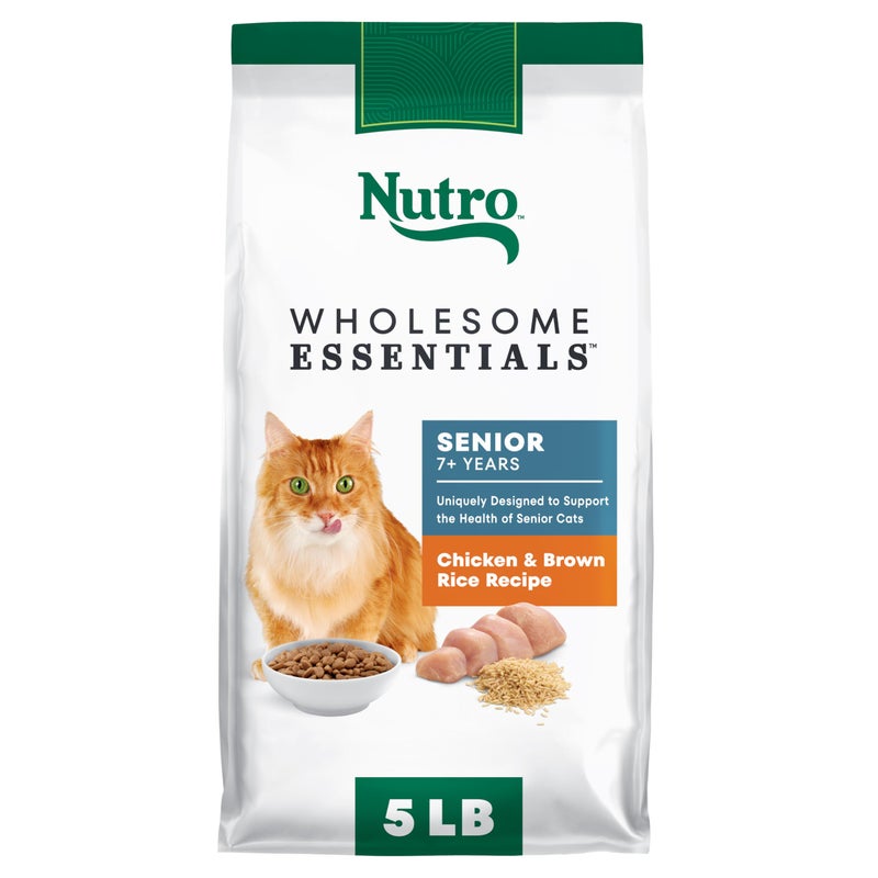 Nutro Wholesome Essentials Senior Dry Cat Food, Chicken & Brown Rice Recipe, 5 lb. Bag - Image 1